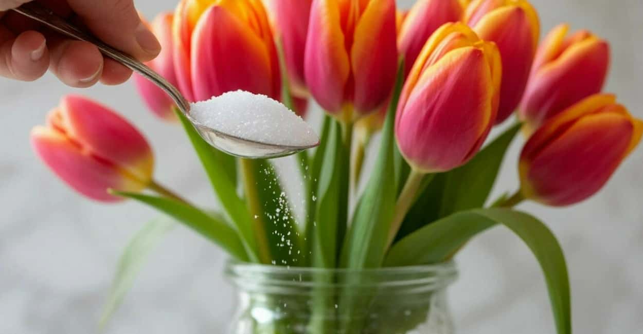 Вместо чая сыплю в дареные тюльпаны: 1 чайную ложку в вазу — и пышные бутоны не осыпаются месяц