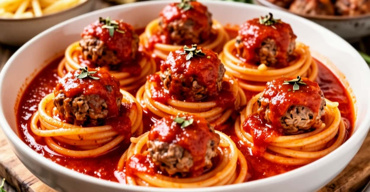 Беру макароны с фаршем и готовлю «Гнезда»: полноценный ужин с соусом за 40 минут, который хочется повторять