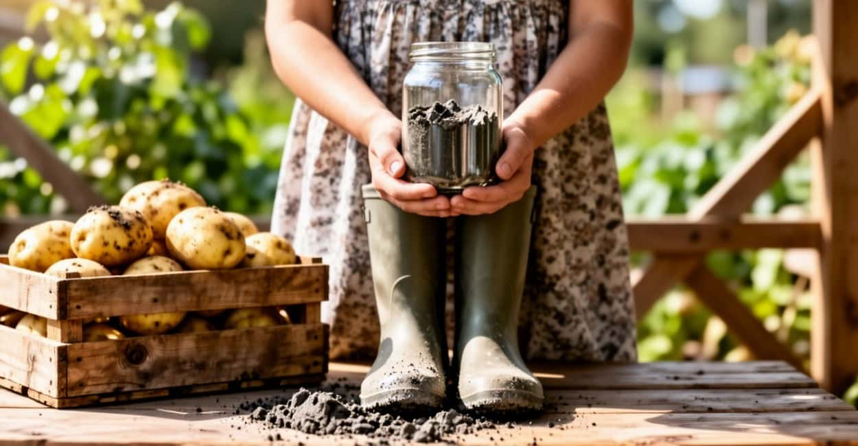 1 стакан в лунку вместо килограмма навоза — и картошка вырастает с кулак: клубни ровные, без гнили