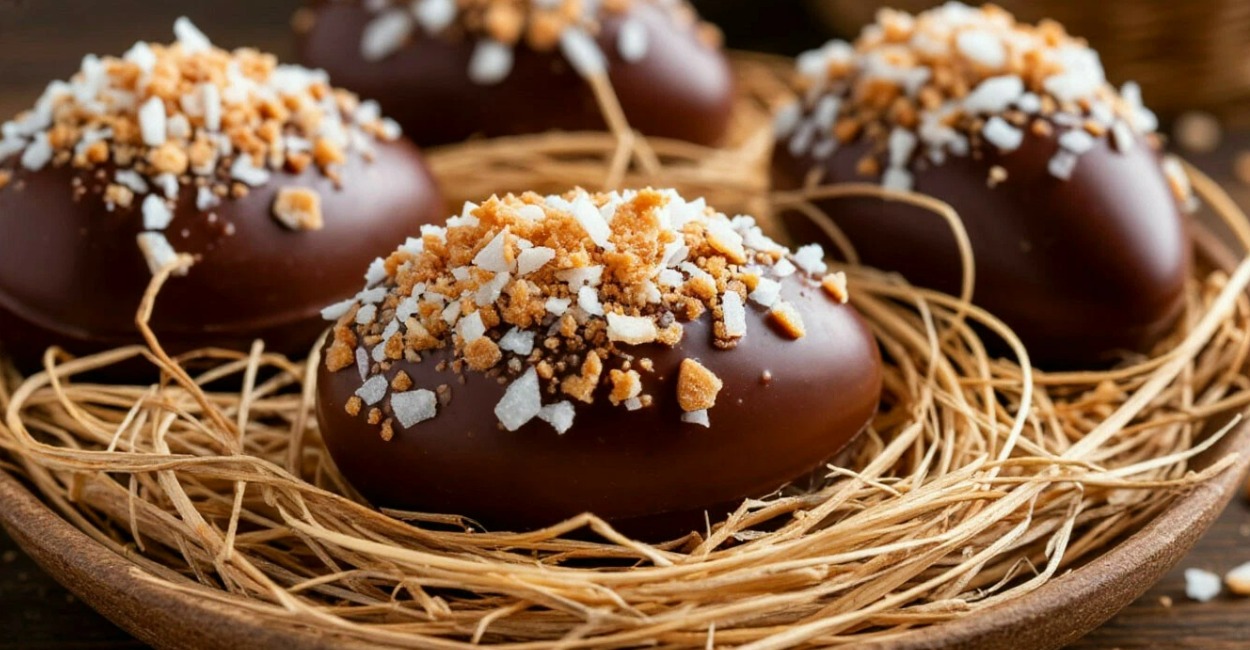 Пасхальные яйца из шоколада и орехов: тот самый вкус «Птичьего молока» в праздничной форме — никакой возни со скорлупой